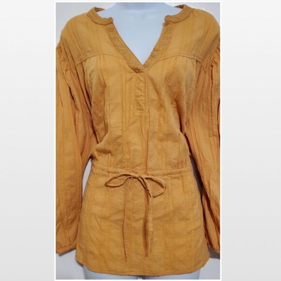 New Plus 3X Notch Neck Boho Hi Low Gold Top - Picture 2 of 16